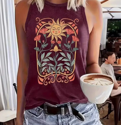 Vintage Sun with Floral Crewneck Tank Top